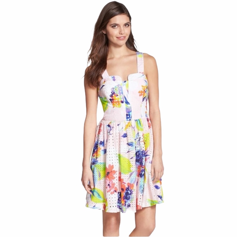 Trina Turk Dress Floral Eyelet Dress